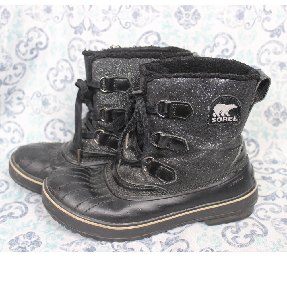 Sorel Women's Waterproof Sparkly Black Winter Snow Boots Size 7.5‎